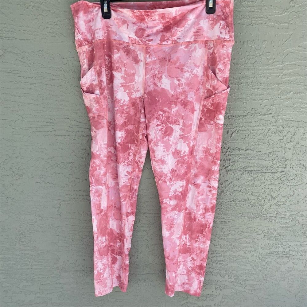 Enlighten Women's XL Pink Tie-Dye Leggings with Side Pockets